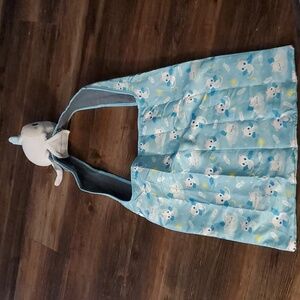 teeturtle foldable cute kitty bag blue white and gray in color and never used